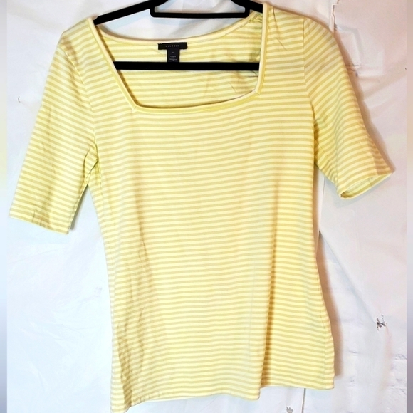 Halogen Short Sleeve Tee Horizontal Stripes in Size Small Lime and White. - Picture 1 of 4